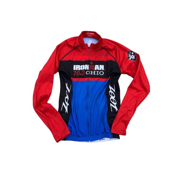 Zoot Men’s Long Sleeve Ironman Ohio Triathlon Jersey Red/Blue Size M Pre-Owned - Picture 1 of 4